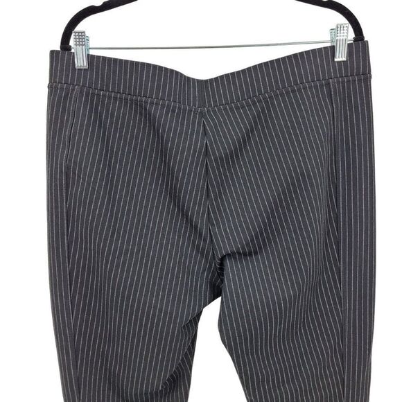 Karl‎ Lagerfeld Mid Rise Stretch Pants 16 XL Black Gray Pinstripe Faux Zippers - Picture 8 of 14